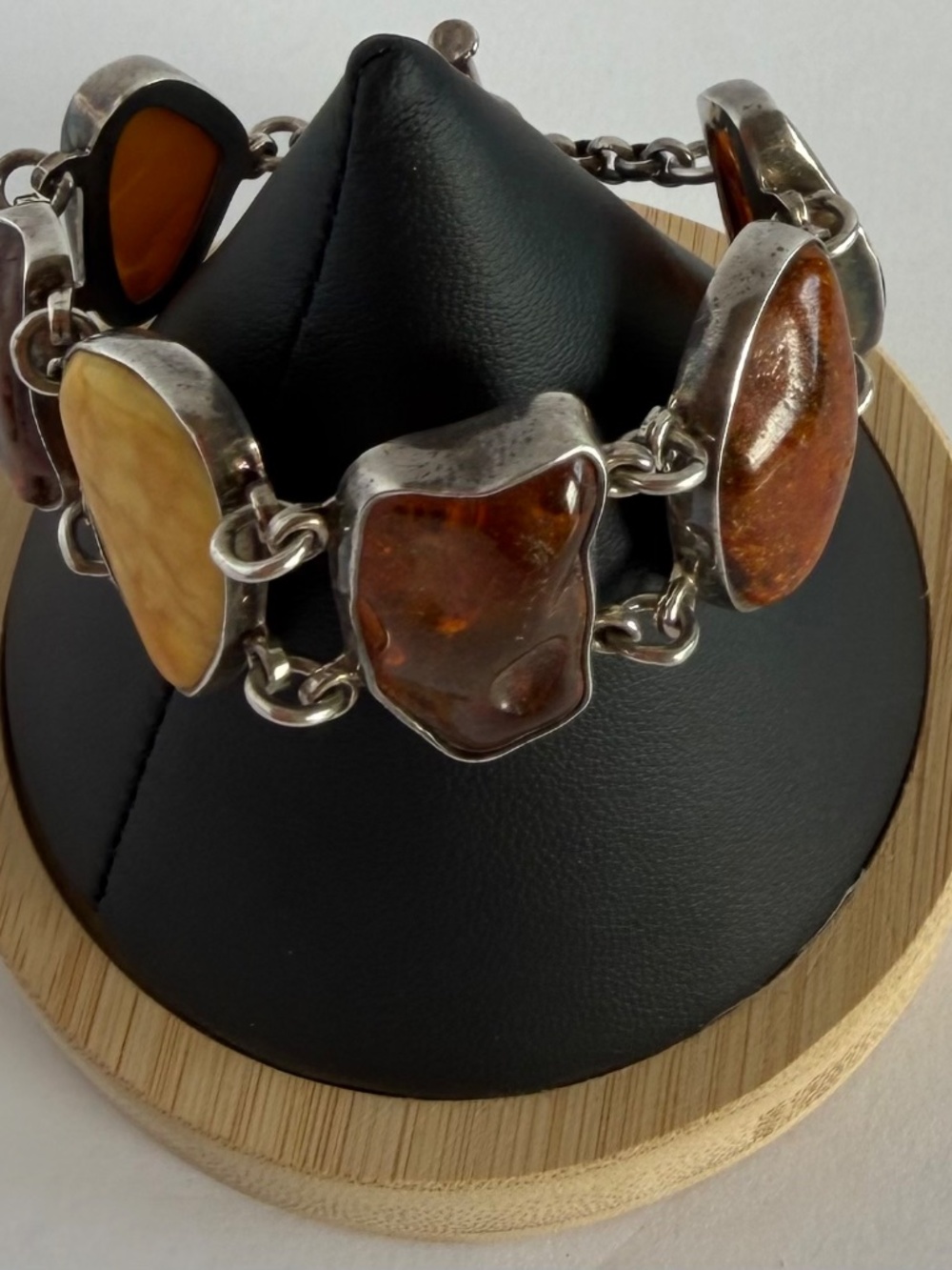 Amber Bracelet Set in Sterling Silver Cabochon Settings - Picture 2 of 12